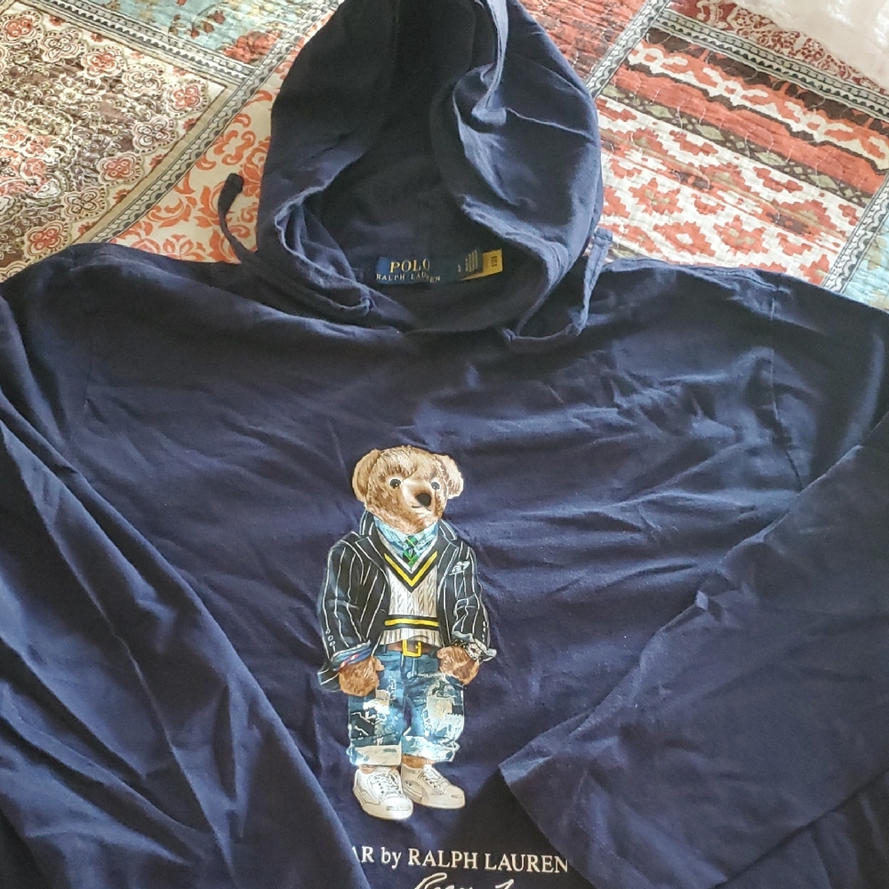 Polo Ralph Lauren Navy Hoodie with Bear Graphic